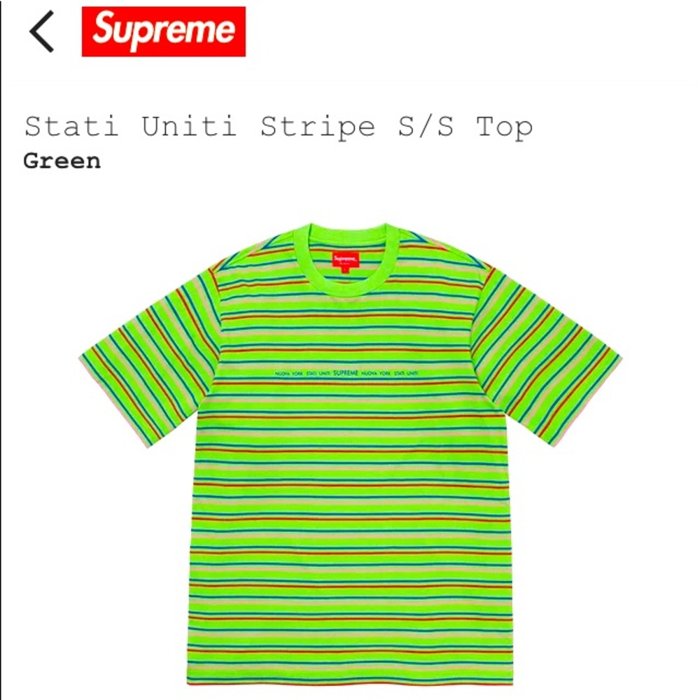 NWT SUPREME STATI UNITI TOP SS TEE T SHIRT MENS MEDIUM GREEN STRIPED NEW VINTAGE